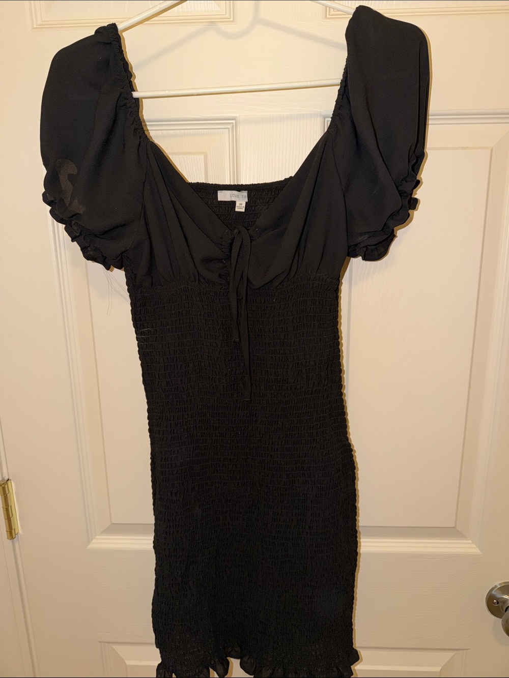 Love Tribe Black Smocked Puff Sleeve Mini Dress